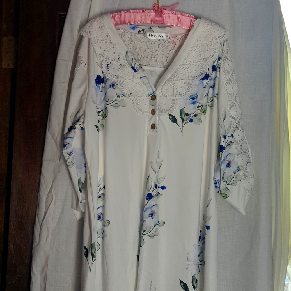 White dressy blouse with lace trim